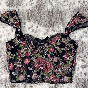 Victoria’s Secret black floral corset top 32B